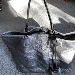 Tory Burch Thea Silver Tote